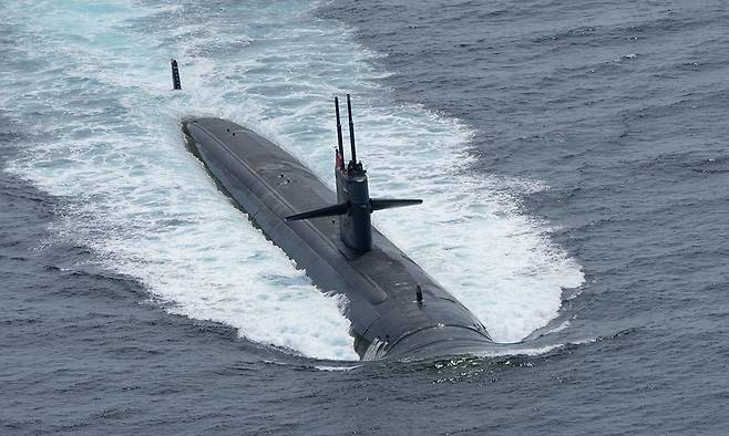 미 해군 LA급 핵추진잠수함 루이빌함이 인도양을 항해하고 있다. 세계일보 자료사진