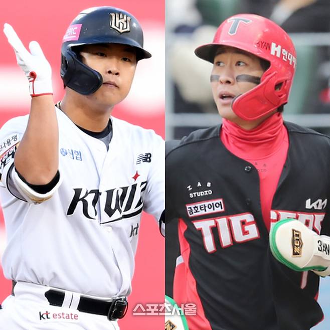 FA 강백호(왼쪽)와 박찬호. 사진 | 스포츠서울DB