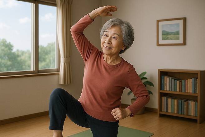 서울시의 ‘2020년 노인실태조사’에 따르면, 65살 이상 서울 노인의 하루 평균 집 안 체류 시간은 17.2시간에 이른다. 이렇게 집에 있는 시간이 늘면서, 집에서 어떻게 보내는가가 건강에 주요 변수가 되고 있다. 챗GPT 그림
