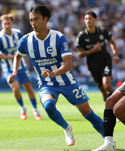 미토마 카오루가 지난 8월 31일(한국시간) 영국 브라이튼의 아메리칸 익스프레스 스타디움에서 열린 브라이튼 대 맨시티의 '2025~2026시즌 잉글리시 프리미어리그(EPL)' 3라운드에서 경기에 집중하고 있다. /사진=브라이튼 공식 SNS 갈무리