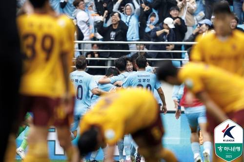 김현준의 골에 기뻐하는 대구 선수들 [한국프로축구연맹 제공. 재판매 및 DB 금지]