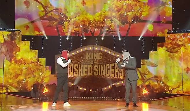 '복면가왕' 단풍 여행, 수학여행, 앞집 팥죽 붉은 팥 풋팥죽, 깐 콩깍지 안 깐 콩깍지, 어린이 바른 생활, 직장인 탐구 생활, 할래 말래, 울까 말까의 정체는 누구?