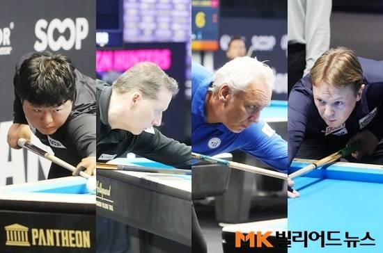 조명우가 8일 광주3쿠션월드컵 8강서 최완영을 꺾고 멕스와 결승행을 다툰다. 또다른 4강전은 자네티-호프만 대결이다. (왼쪽부터) 조명우 멕스 자네티 호프만.