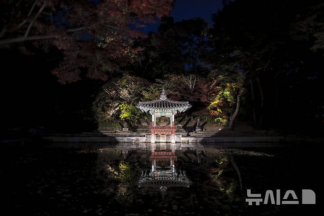 [서울=뉴시스] 정병혁 기자 = 10일 서울 종로구 창경궁에서 열린 2025 야간관람 '동궐동락'에서 애련지에 불이 켜져 있다. 2025.11.10. jhope@newsis.com