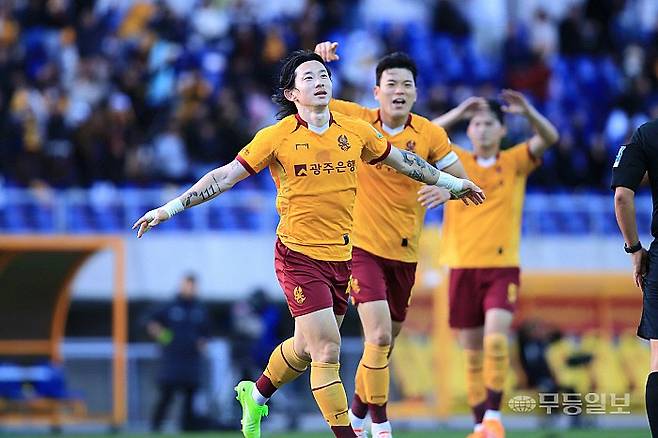 광주가 지난 2일 제주FC와의 경기에서 승리했다. 광주FC 제공