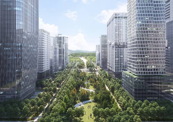 오세훈 시장이 방송에 들고 나온 세운상가에서 바라본 종묘 조감도. 서울시 제공