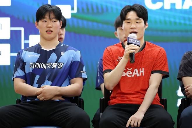 ▲ 왼쪽부터 박규현, 장우진 ⓒ프로탁구연맹