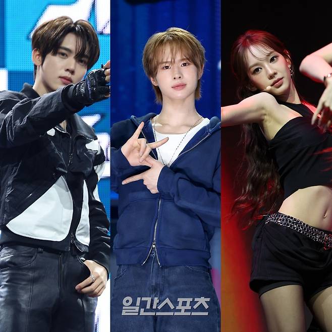 왼쪽부터 제로베이스원 한유진, 투어스 경민, 이즈나 유사랑. (사진=IS포토)