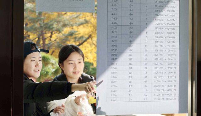 수험생들이 2026학년도 대학수학능력시험 예비소집이 실시된 12일 서울 중구 이화여고에서 수험번호와 시험실을 확인하고 있다. 올해 수능은 13일 전국 85개 시험지구 1310개 시험장에서 진행된다. 권현구 기자