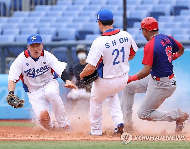 2021년 도쿄올림픽 야구 경기 모습.  [연합뉴스 자료사진]