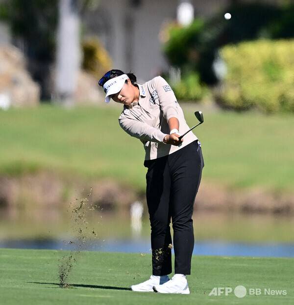 2025년 미국여자프로골프(LPGA) 투어 '더 안니카 드리븐 바이 게인브리지 앳 펠리컨'에 출전한 유해란 프로가 1라운드에서 경기하는 모습이다. 사진제공=ⓒAFPBBNews = News1 (사진을 무단으로 사용하지 마십시오.)