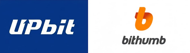 국내 가상자산 거래소 1·2위를 차지하고 있는 업비트와 빗썸 로고. [출처=각 사]