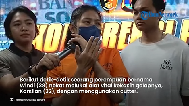 불륜 상대남의 신체 부위를 흉기로 공격한 인도네시아 여성 윈디 신티아(28). 트리뷴뉴스 보고 유튜브 캡처