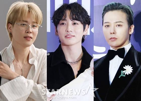 방탄소년단 지민, 방탄소년단 정국, 빅뱅 지드래곤(왼쪽부터) /사진=스타뉴스