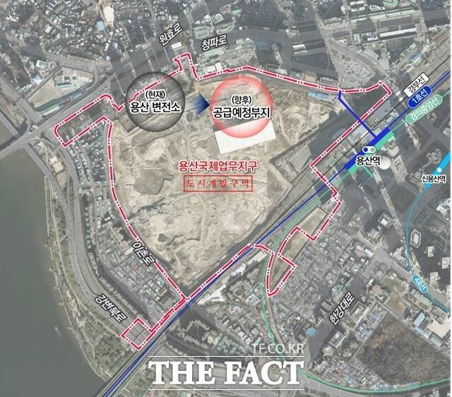 용산국제업무지구는 서울의 심장부인 용산 일대를 서울역과 한강변까지 하나의 축으로 묶는 초대형 도시개발 사업이다. 용산국제업무지구 위치도./서울시
