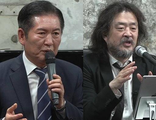 정청래(왼쪽 사진) 더불어민주당 대표와 방송인 김어준씨. 딴지방송국 유튜브 캡처