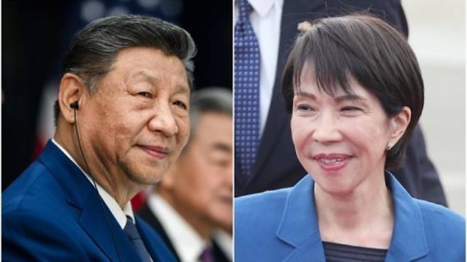 시진핑 중국 국가주석(왼쪽)과 다카이치 사나에 일본 총리. 연합뉴스