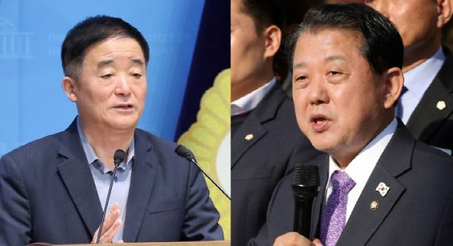 더불어민주당 강득구 의원과 김병주 최고위원.(사진=연합뉴스)