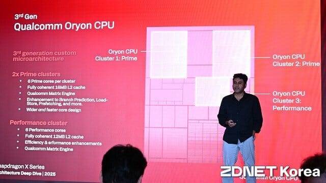 스냅드래곤 X2 엘리트 익스트림의 CPU 코어 구성도. (사진=지디넷코리아)