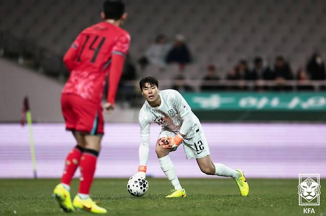 가나와 A매치에 출전한 골키퍼 송범근. 사진=KFA