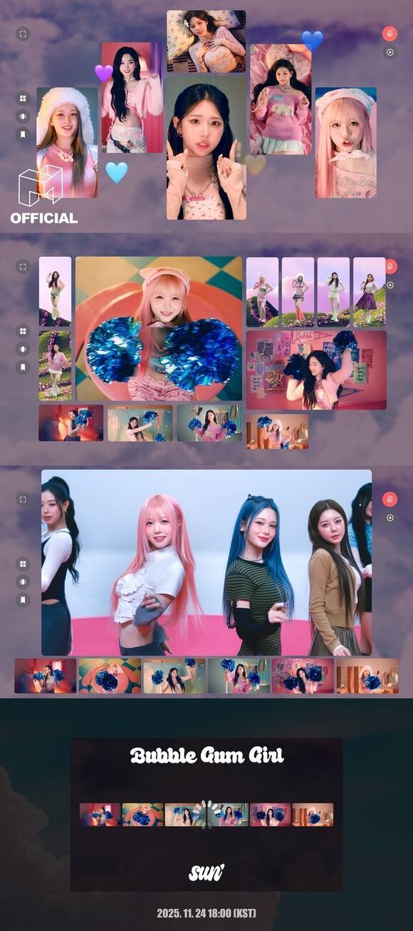 그룹 트리플에스 새 디멘션 미소녀즈(msnz)의 sun(선)이 리드트랙 'Bubble Gum Girl' 뮤직비디오 티저를 공개했다./모드하우스