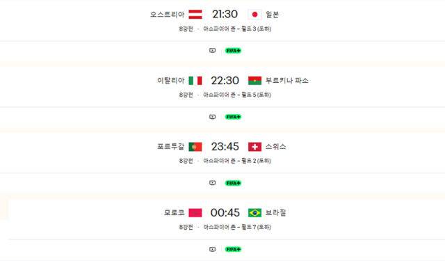2025 U17월드컵 8강 대진. /FIFA 홈페이지 캡처