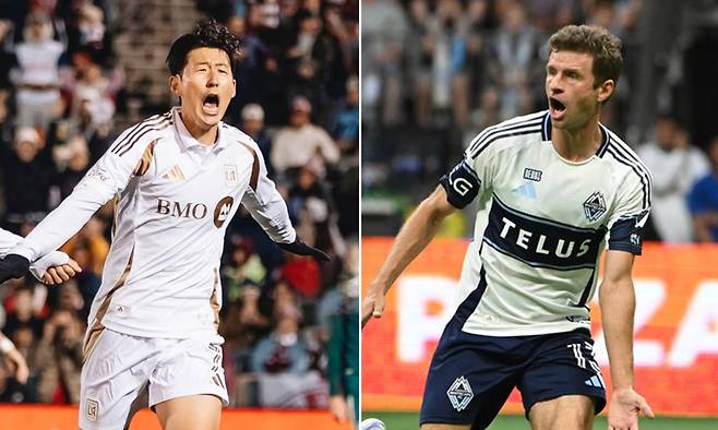 손흥민(왼쪽), 토마스 뮐러.