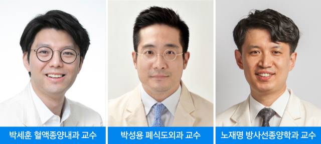 삼성서울병원 박세훈(왼쪽부터) 혈액종양내과 교수·박성용 폐식도외과 교수·노재명 방사선종양학과 교수. 사진 제공=삼성서울병원