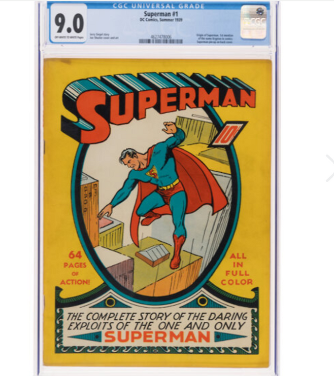 1939년 출간된 ‘슈퍼맨 #1’ [헤리티지 옥션 제공]