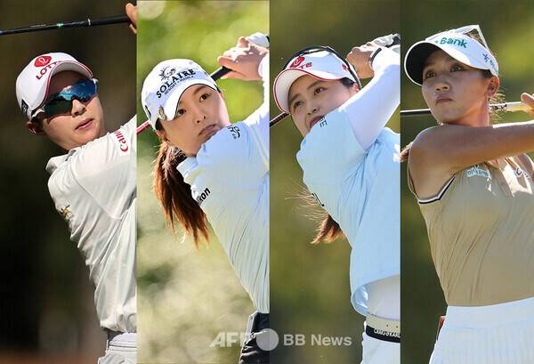 우승상금 400만달러가 걸린 미국여자프로골프(LPGA) 투어 2025시즌 최종전 CME그룹 투어 챔피언십에 출전한 김효주, 고진영, 최혜진 프로, 리디아 고(뉴질랜드). 사진제공=ⓒAFPBBNews = News1 (사진을 무단으로 사용하지 마십시오.)