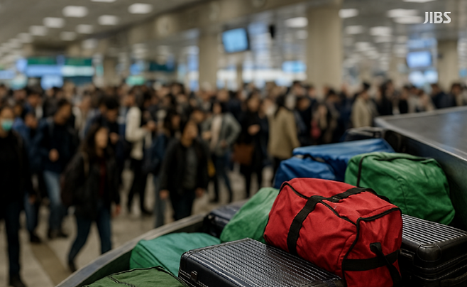 23일 제주공항 출발층 혼잡을 시각화한 편집 이미지.