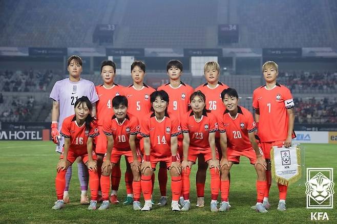 [서울=뉴시스]여자축구대표팀 단체 사진. (사진=대한축구협회 제공)