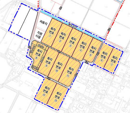 논산시가 오는 12월 5일부터 9일까지 부적면 마구평리 일원에 조성 중인 '논산 딸기산업 스마트팜 단지'의 입주 대상자를 공개 모집한다. 사진은 딸기산업 스마트팜 단지 분양 구획도. 논산시 제공