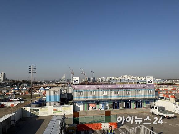 평택 2단지에서 공사가 재개된 P5 라인 현장. [사진=권서아 기자]