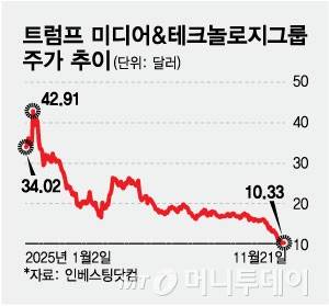 트럼프 미디어&테크놀로지그룹 주가 추이/그래픽=최헌정