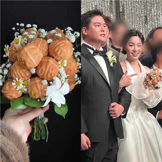 호두과자 부케와 이장우 조혜원 결혼식. 부창제과