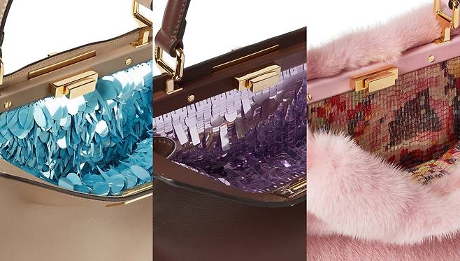 2026 봄, 여름 컬렉션의 ‘피카부 아이씨유(ISeeU)’. 다양한 소재를 활용한 내부 디자인 그 자체가 아름다운 아트 컬렉션이 된다. 펜디.