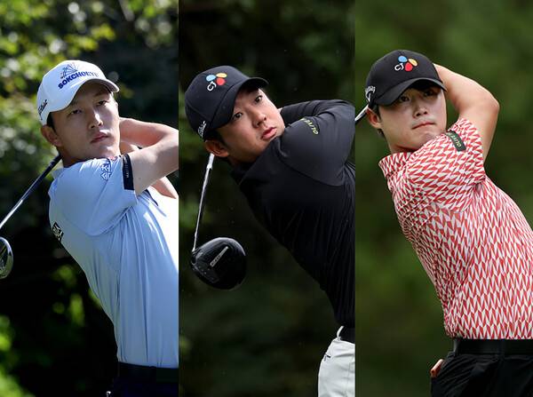 미국프로골프(PGA) 투어 진출을 위한 관문인 퀄리파잉 토너먼트 2025년 '큐스쿨(Q-스쿨)' 2차전에 출전하는 김백준, 최승빈, 배용준 프로. 사진제공=KPGA (사진을 무단으로 사용하지 마십시오.)