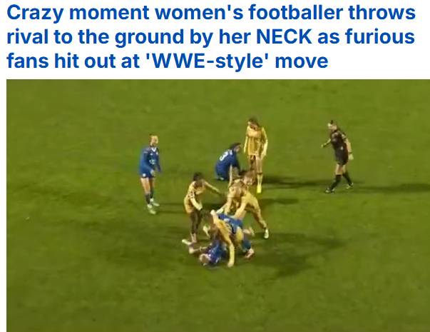 축구 경기 중 벌어진 폭력 사태를 다룬 영국 매체. /사진=영국 데일리 메일 갈무리