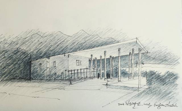 기둥과 처마 공간 비움의 마당 스케치