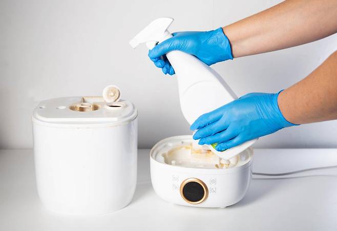 가습기를 청소할 때는 구연산을 섞은 물을 뿌려 잠시 두었다가 솔이나 스펀지 등으로 문질러 닦아야 한다. 게티이미지