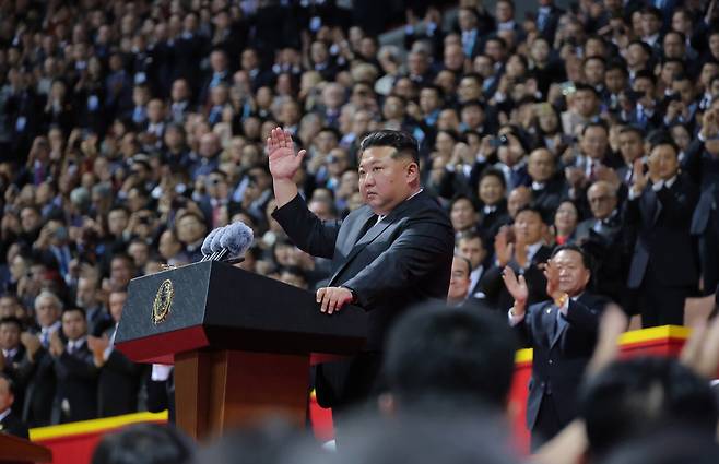 10월9일 평양 능라도 ‘5월1일경기장’에서 김정은 국무위원장이 참석한 가운데 노동당 창건 80주년 경축 행사가 열렸다. ⓒ평양조선중앙통신