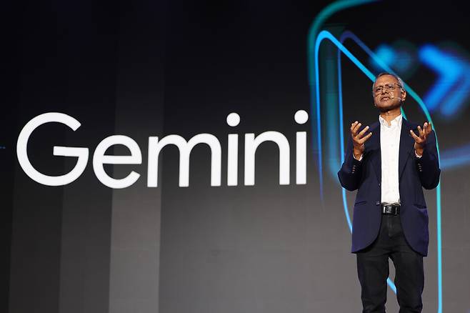 마니쉬 굽타 구글 디렉터가 지난 7월 '구글 포 코리아'에서 구글의 인공지능(AI) 모델 제미나이에 대해 발표하고 있다. ⓒ 연합뉴스