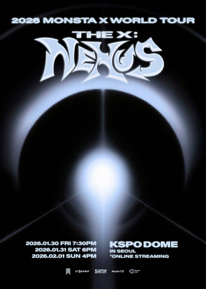 Poster for Monsta X's upcoming world tour, ″The X: Nexus″ [STARSHIP ENTERTAINMENT}