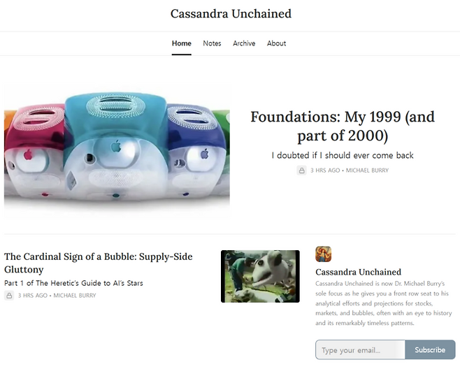 마이클 버리의 서브스택.