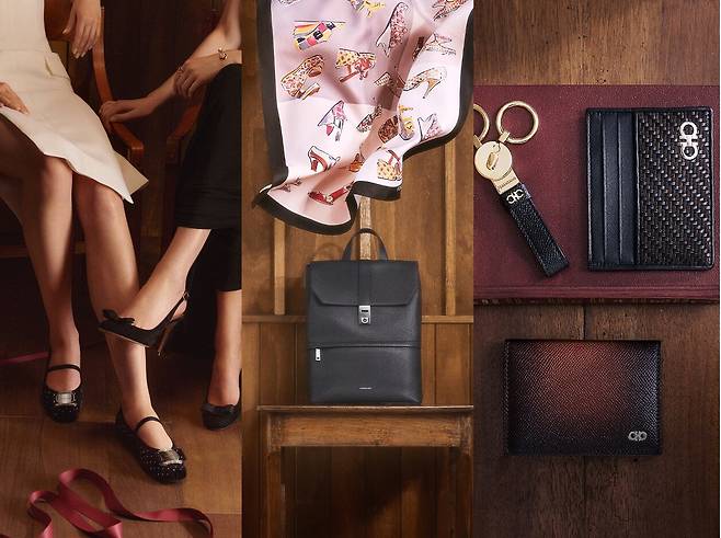 허그 백과 간치니 백, 메리제인 힐 등으로 제안된 페라가모 홀리데이 셀렉션. 페라가모.