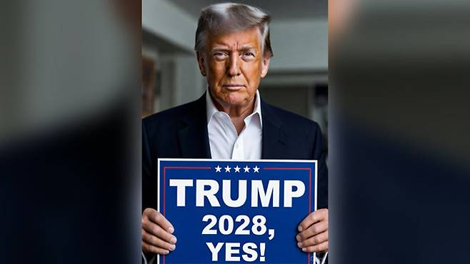 도널드 트럼프 미국 대통령이 28일(현지 시간) 소셜네트워크서비스(SNS)에 3선 도전을 암시하는 이미지를 게시했다. 트루스소셜 캡처