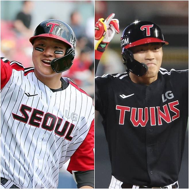 LG 이재원(왼쪽)과 천성호. IS 포토