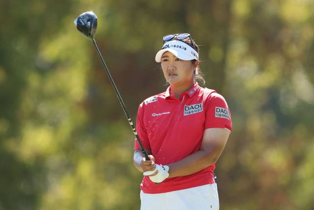 티샷을 준비하고 있는 유해란. 사진 제공=AFP연합뉴스