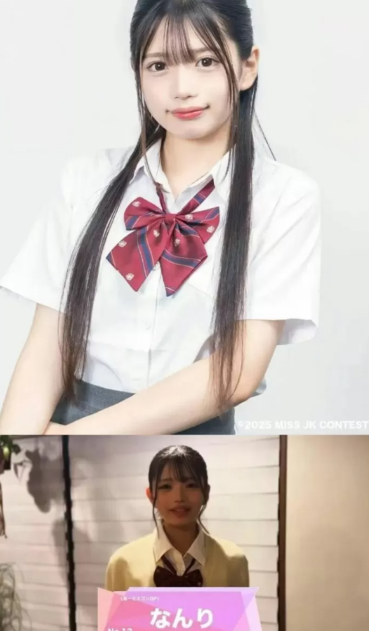 지난 달 30일 일본 '여자고등학생 미스콘 2025(女子高生ミスコン)'에서 그랑프리(최우수상)를 수상한 후쿠이현 출신 고등학생 1학년 난리(なんり) 양. 모델프레스